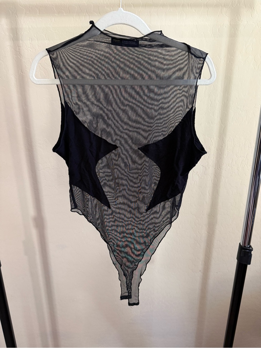 Finesse Black Sheer Mesh Bodysuit Top
